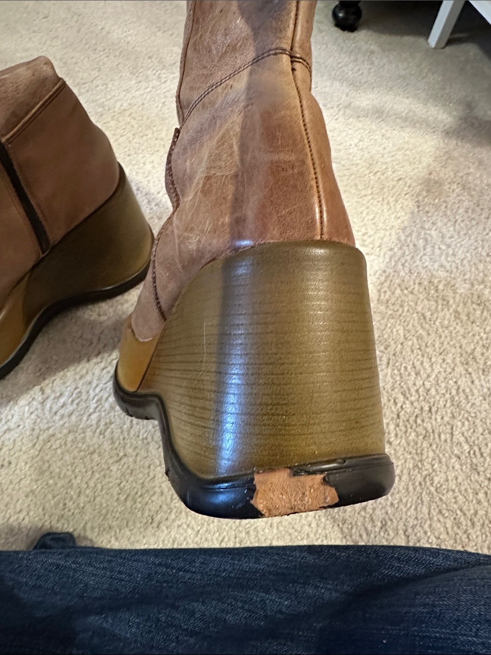 Steve Madden Tan Platform Wedge Knee-High Boots - Picture 4 of 4